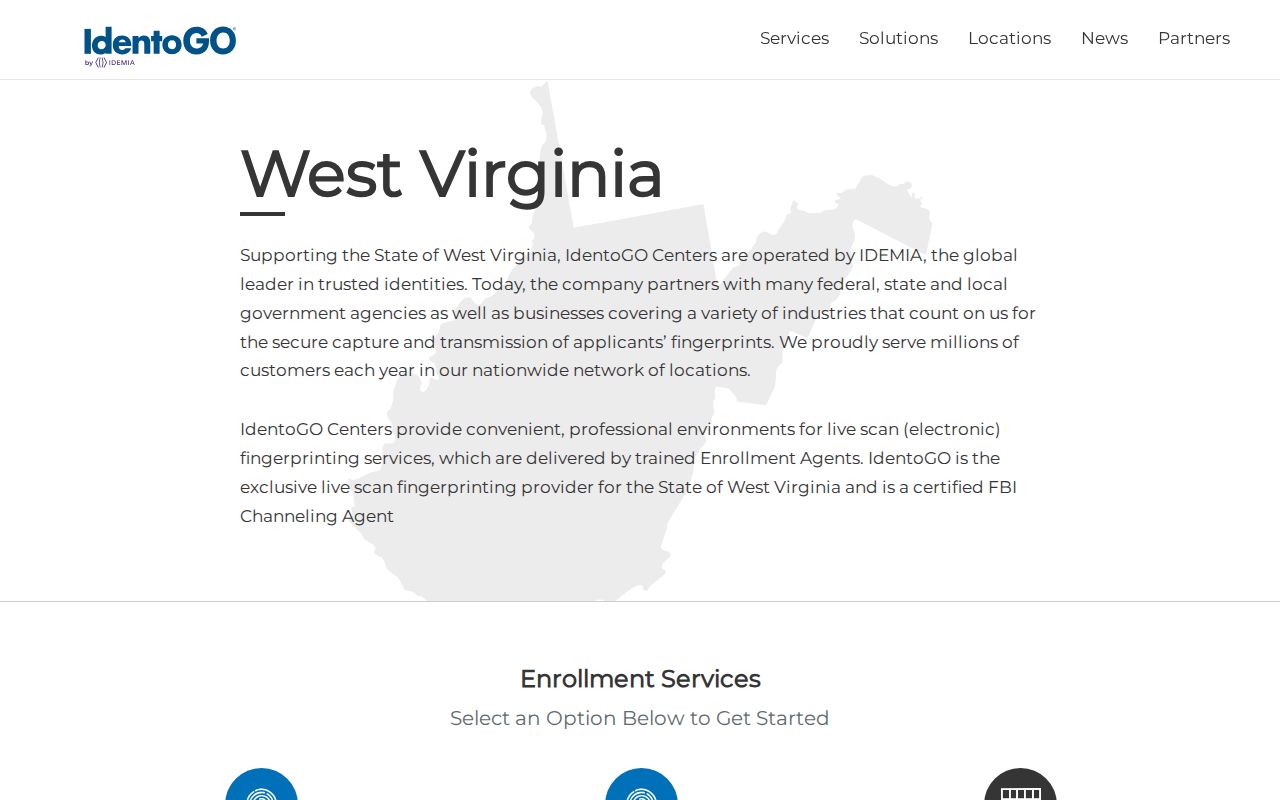 IdentoGO West Virginia State Police fingerprint check locations