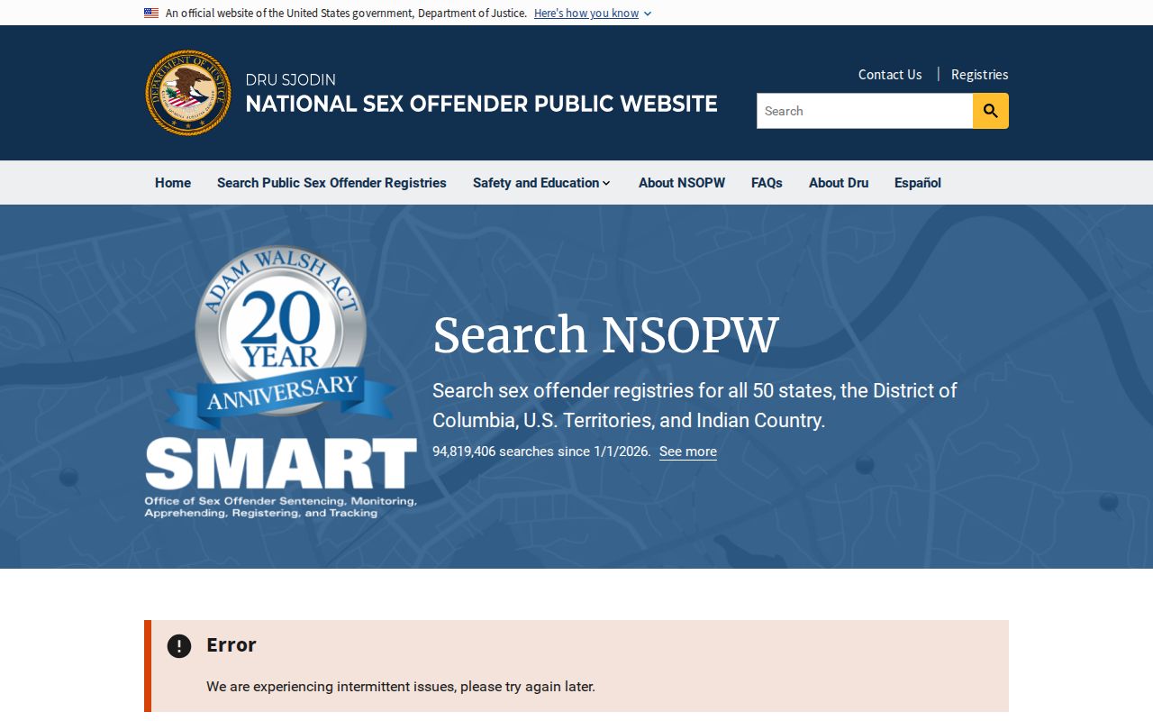 National search used with a West Virginia sex offender check